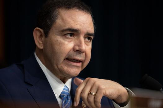 FILE – Rep. Henry Cuellar, D-Texas, speaks during a hearing of the Homeland Security Subcommittee of the House Committee on Appropriations with Homeland Security Secretary Alejandro Mayorkas on Capitol Hill, April 10, 2024, in Washington. In a statement released Friday, May 3, Cuellar denied any wrongdoing amid reports of pending indictments related to the former Soviet republic of Azerbaijan. (AP Photo/Mark Schiefelbein, File)
